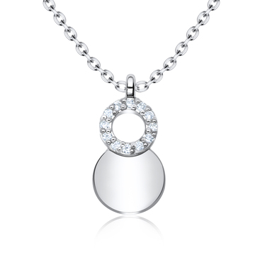 Shine Circle CZ Silver Necklace SPE-3211
